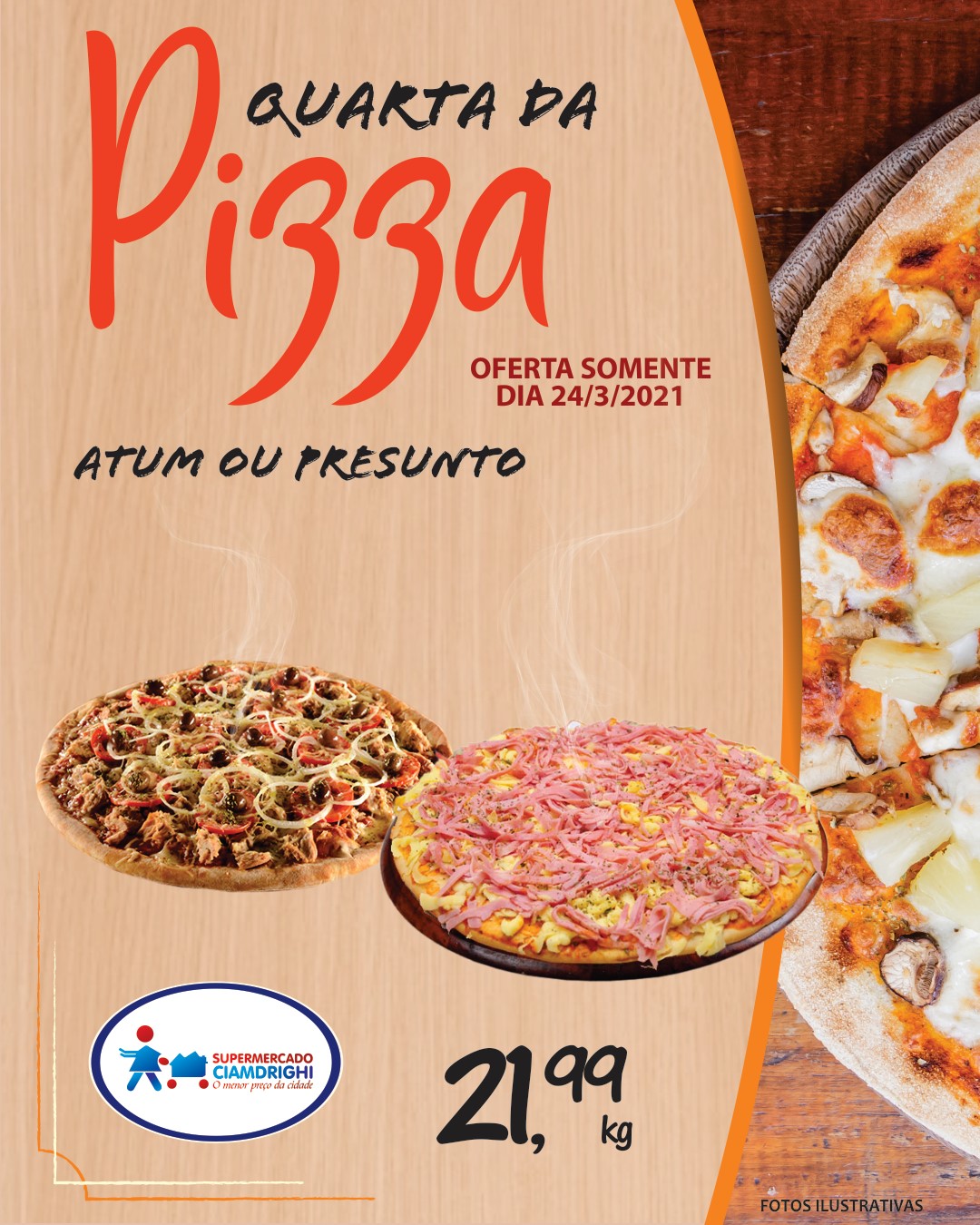 Ciamdrighi tem pizzas, hortifrúti e ofertas pelo delivery