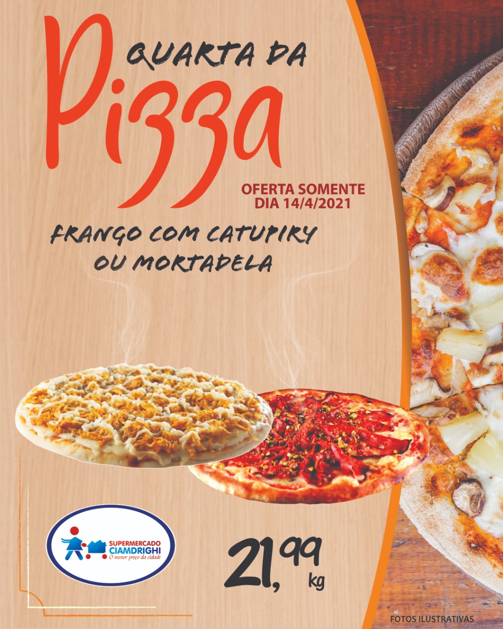 Ciamdrighi tem ofertas em pizzas, hortifrúti e pelo delivery para hoje
