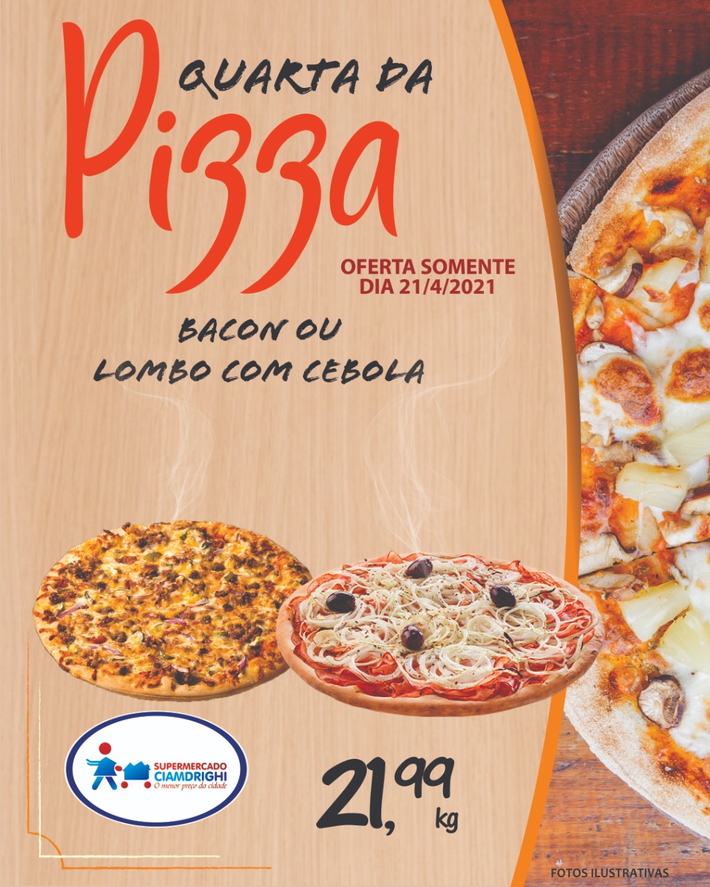 Ciamdrighi tem ofertas em pizzas, hortifrúti e mais 24 opções pelo delivery