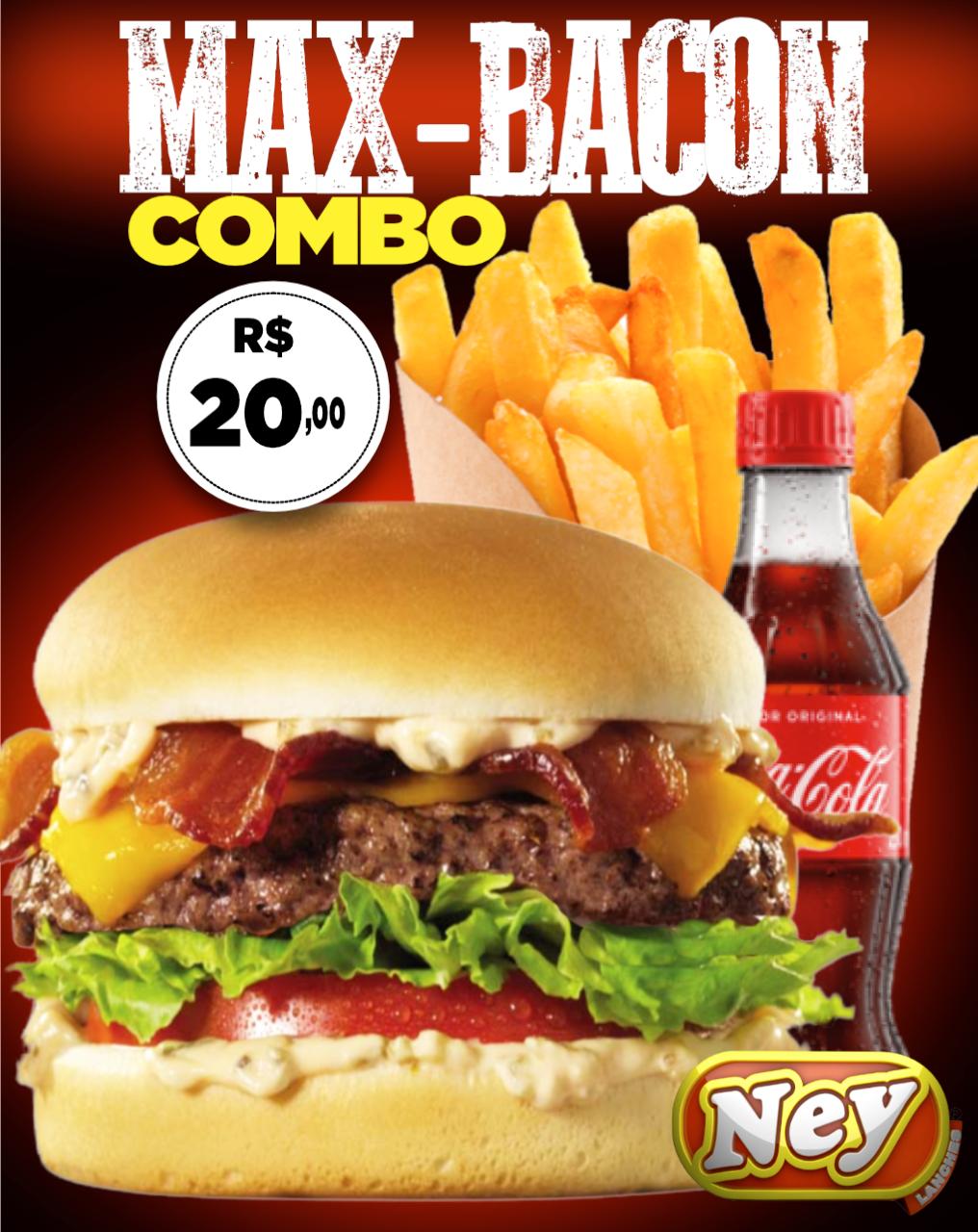 Ney Lanches tem Maxi Bacon, com batata frita e Coca-Cola 200ml na promoção do sábado