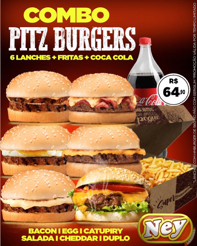 Ney Lanches tem combo com seis lanches, batata frita e Coca-Cola para o domingo