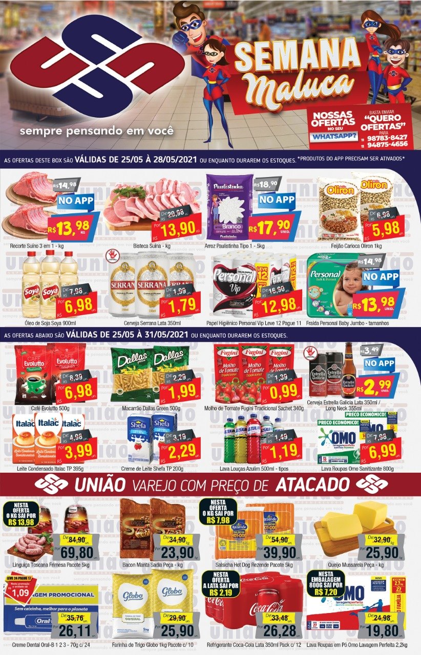 União Supermercados tem mais de 80 ofertas na Semana Maluca.