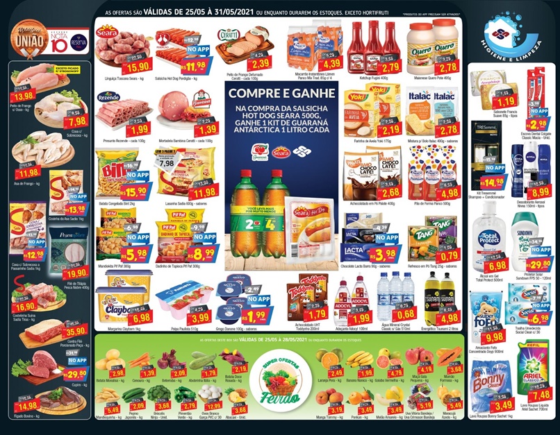 União Supermercados tem ofertas no açougue, hortifrúti e mais 80 opções, nesta quinta-feira