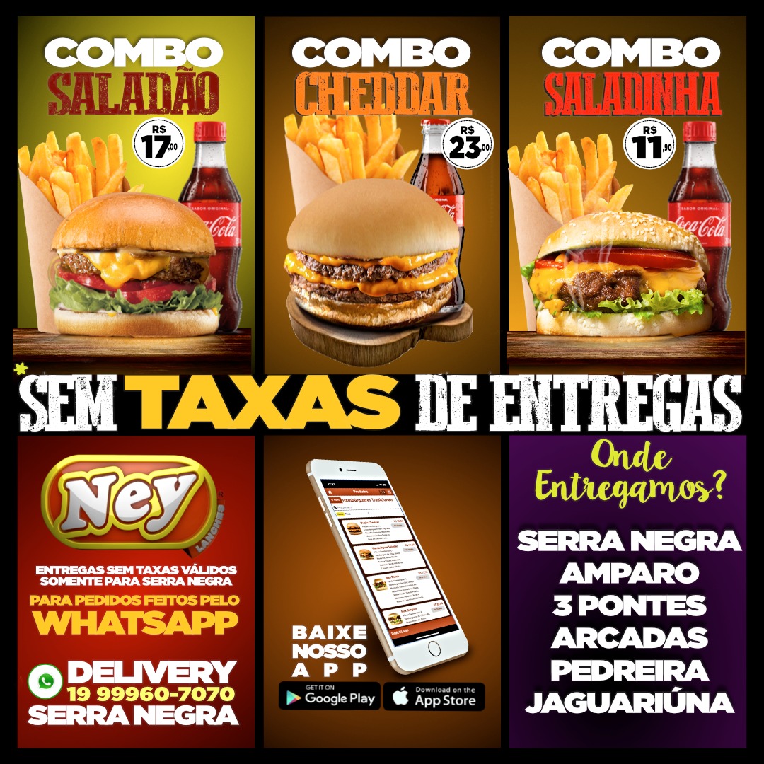 Ney Lanches tem três combos para a sua quarta-feira, sem taxa de entrega