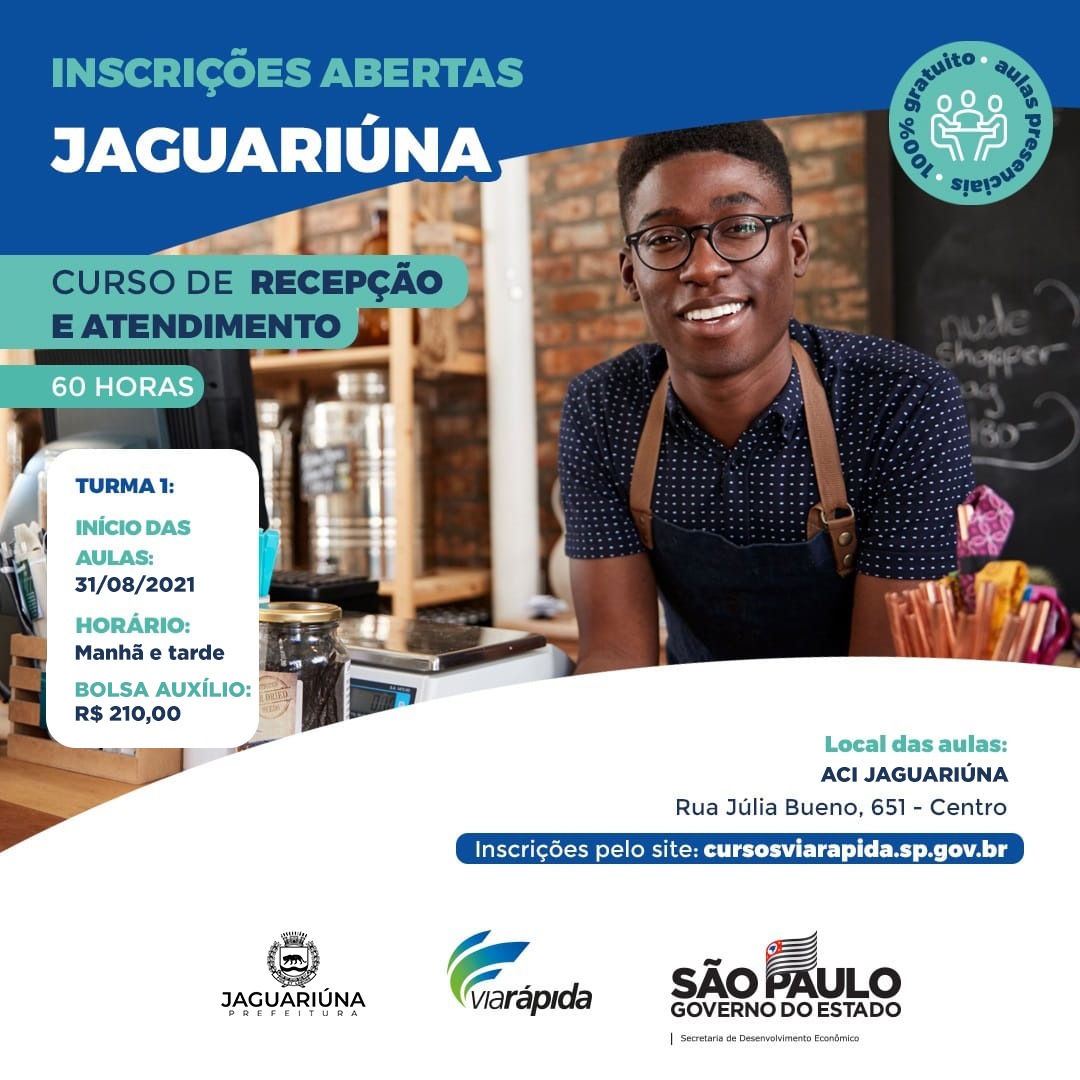 Jaguariúna tem vagas para curso com bolsa-auxílio de R$210