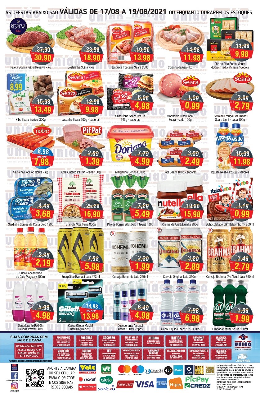 Quinta-feira de ofertas em carnes, bebidas, hortifrúti, higiene e muito mais, no União Supermercados