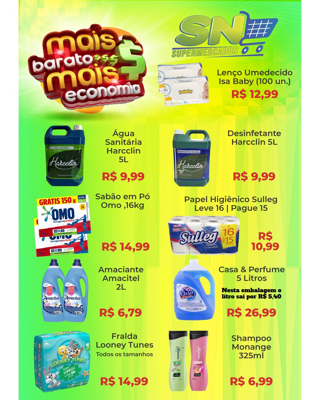 SN Supermercados tem ofertas para higiene e limpeza, nesta segunda-feira