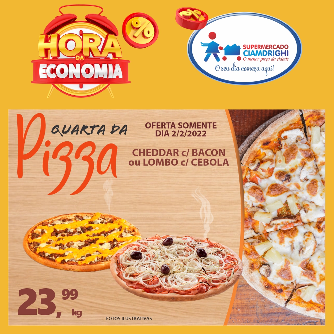 Ciamdrighi tem pizzas, hortifrúti e mais 30 ofertas para essa quarta-feira