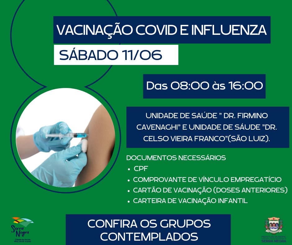 Serra Negra terá vacinação contra gripe e covid-19 neste sábado  