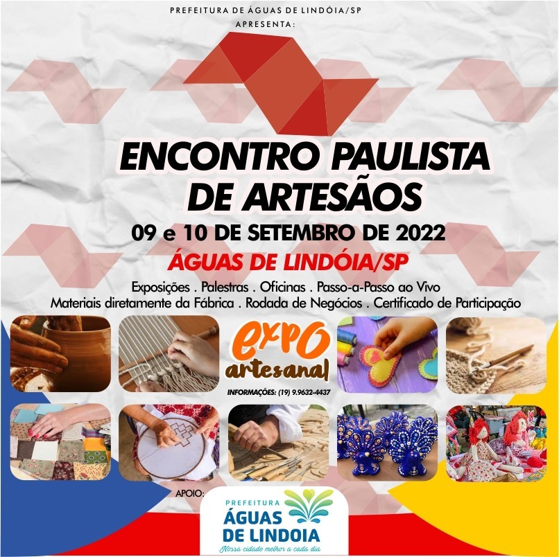 EXPO Artesanal e Encontro Paulista de Artesãos acontecem de 09 a 11 de Setembro em Águas de Lindóia