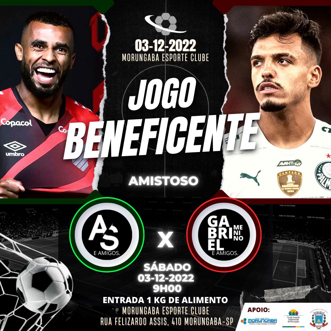 Jogo Beneficente em Morungaba com estrelas do Futebol: Alex Santana e Gabriel Menino
