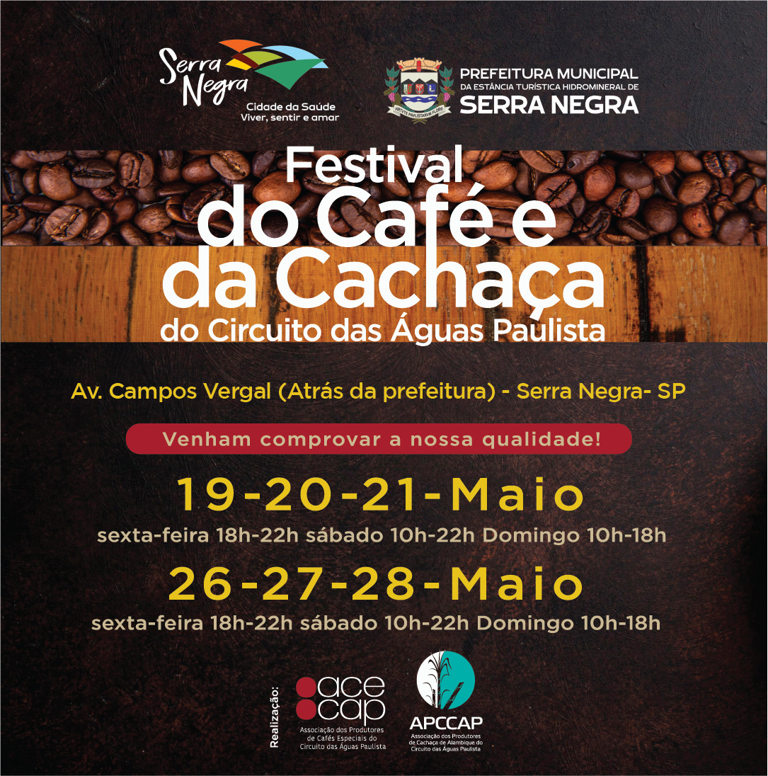 Festival do Café e da Cachaça acontecerá em dois finais de semana de maio