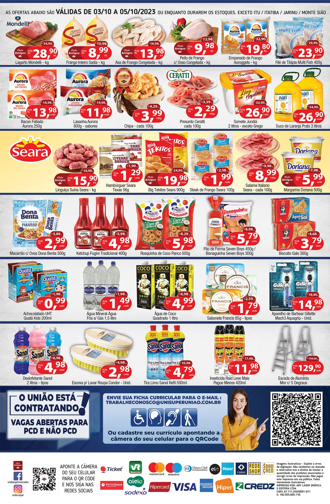 Especial de produtos Seara, carnes, hortifrúti e muito mais opções em promoção no União Supermercados