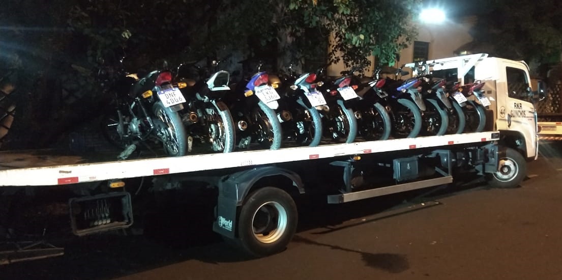 Operação conjunta da Polícia Militar e Guarda Municipal apreende 10 motos em Pedreira