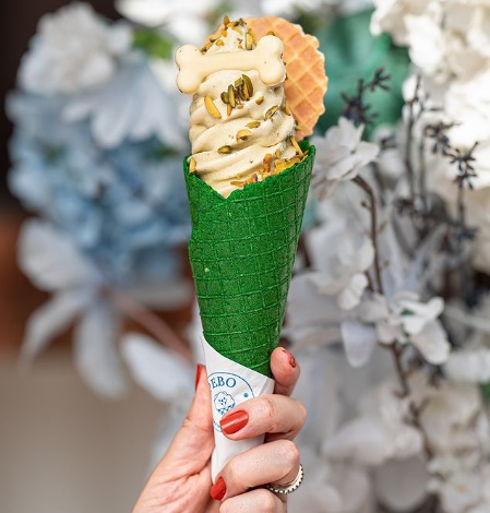 Gelato 100% natural de pistache é um dos sabores incríveis da Pebo Ice Cream
