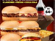 Ney Lanches tem combo com seis lanches, batata frita e Coca-Cola para o domingo