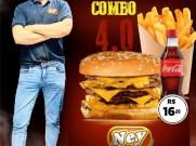 Ney Lanches tem combos para a família e individual com quatro hambúrgueres para a segunda-feira
